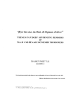 '[F]or the sake, in effect, of 30 pieces of silver': Themes in judges' sentencing remarks of male and female domestic murderers