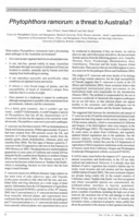 Phytophthora ramorum:  a threat to Australia?