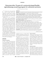 Outcomes after 10 years of a community-based flexible sigmoidoscopy screening program for colorectal carcinoma