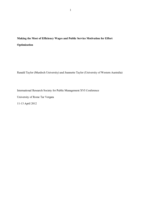 Making the most of efficiency wages and public service motivation for effort optimization