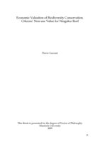 Economic Valuation of Biodiversity Conservation: Citizens’ Non-use Value for Ningaloo Reef