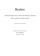 Realms: A Phenomenological, Socio-Cultural and Theological-Religious Studies exploration of Musical Space