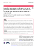 Intensive care doctors and nurses personal preferences for intensive Care, as compared to the general population: a discrete choice experiment