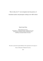 "How do they do it?" An investigation into the practices of Australian teachers and principals working in low SES schools