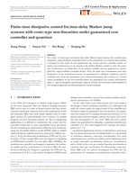 Finite‐time dissipative control for time‐delay Markov jump systems with conic‐type non‐linearities under guaranteed cost controller and quantiser