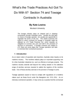What's the Trade Practices Act got to do with it? Section 74 and towage contracts in Australia