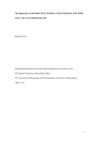 The importance of the public sector workforce to the productivity of the public sector: The case of Hong Kong SAR