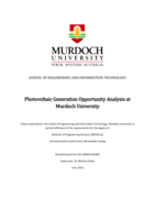 Photovoltaic generation opportunity analysis at Murdoch University