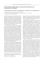 Effect of different light spectra on the growth, productivity and composition of microalgae