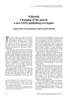 Editorial - Changing of the guard: a new IAPA publishing era begins