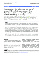 Mediterranean diet adherence and rate of cerebral Aβ-amyloid accumulation: Data from the Australian Imaging, Biomarkers and Lifestyle Study of Ageing