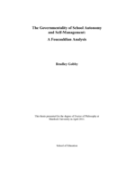 The governmentality of school autonomy and self-management: A Foucauldian analysis