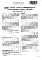 Credible science? evaluating the Regional Forest Agreement process in Western Australia.