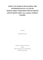 Effect of feeds in developing the hypopharyngeal gland of nosema-free nurse bees for escorting queen honey bees (Apis mellifera) during export