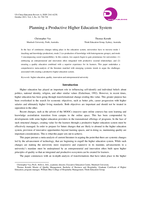 Planning a productive Higher Education System