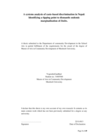 A systems analysis of caste-based discrimination in Nepal: Identifying a tipping point to dismantle endemic marginalization of Dalits