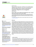 Sequential induction of three recombination directionality factors directs assembly of tripartite integrative and conjugative elements