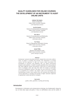 Quality guidelines for online courses: The development of an instrument to audit online units