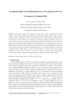 An empirical study on the influencing factors on the adoption and use of e-commerce by Thailand SMEs