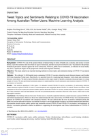 Tweet topics and sentiments relating to COVID-19 vaccination among Australian Twitter users: Machine learning analysis