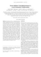 Tissue inhibitor of metalloproteinases 1, a novel biomarker of tuberculosis