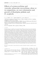 Effects of ectomycorrhizas and vesicular-arbuscular mycorrhizas, alone or in competition, on root colonization and growth of Eucalyptus globulus and E. urophylla
