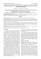 Leptospiral agglutinins in captive and free ranging non-human primates in Sarawak, Malaysia