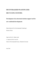 Decentralised wastewater recycling systems: development of an electronic decision support tool for new residential developments