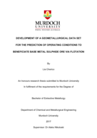 Development of a geometallurgical data set for the prediction of operating conditions to beneficiate base metal sulphide ore via flotation