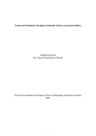 Trauma and attachment: the impact of domestic violence on preschool children