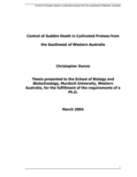 Control of sudden death in cultivated proteas from the Southwest of Western Australia