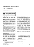Assessment of back pain: Part I - The history