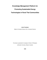 Knowledge management platform for promoting sustainable energy technologies in rural Thai communities