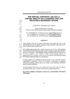 The virtual chemistry lab (VC-L): Virtual Reality as a learning tool for Malaysia's secondry school