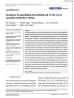 Resistance to quambalaria shoot blight and myrtle rust in Corymbia calophylla seedlings