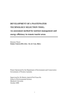 Development of a wastewater technology selection tool: an assessment method for nutrient management and energy efficiency in remote tourist areas
