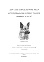 How does temperament and breed influence learned aversion training in domestic dogs