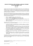 Cruise ship operators, Their passengers, Australian consumer law and civil liability acts - Part Two
