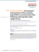 Author Correction: Demographic characteristics of free-roaming dogs (FRD) in rural and urban India following a photographic sight-resight survey