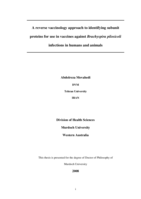 A reverse vaccinology approach to identifying subunit proteins for use in vaccines against Brachyspira pilosicoli infections in humans and animals