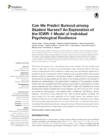 Can We Predict Burnout among Student Nurses? An Exploration of the ICWR-1 Model of Individual Psychological Resilience