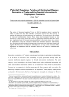 (Potential) regulatory function of contractural clauses: Restraints of trade and confidential information in employment contracts
