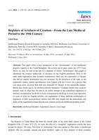 Registers of artefacts of creation—from the late Medieval Period to the 19th Century