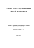 Preterm infant IFN-Beta responses to Group B streptococcus