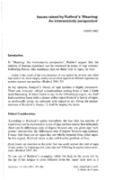 Issues raised by Ruthrof’s ’Meaning: An intersemiotic perspective’
