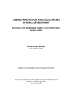 Linking innovation and local uptake in rural development: potential for renewable energy cooperatives in Bangladesh