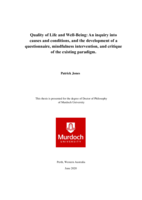 Quality of Life and Well-Being: An inquiry into causes and conditions, and the development of a questionnaire, mindfulness intervention, and critique of the existing paradigm