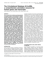 The H-Invitational Database (H-InvDB), a comprehensive annotation resource for human genes and transcripts