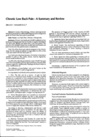 Chronic low back pain: A summary and review