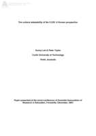 The cultural adaptability of the CLES:  A Korean perspective